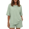 image:imageEkouaer Womens Two Piece Lounge Set Oversized Boxy Tshirt Casual Short Sets Summer Travel Matching Set 2026 FashionLight Green