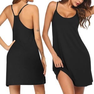 image:imageEkouaer Cotton Nightgowns for Women Sleeveless Night Gown Tank Sleepshirts Racerback Sleep Dress Spaghetti Strap ChemiseBlack