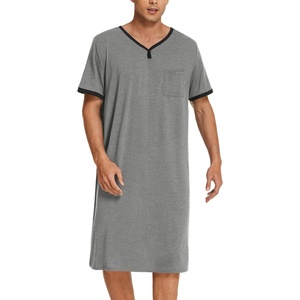 image:imageEkouaer Mens Nightshirt Nightwear Comfy BigampTall Short Sleeve Henley Sleep ShirtGrey