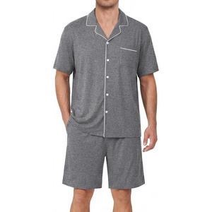 image:imageEkouaer Mens Pajamas Set Summer Short Sleeve Button Up Pjs 2 Piece Sleepwear with Pockets SXXXLGray
