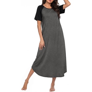 image:imageEkouaer Nightgowns for Women Bamboo Viscose House Dress Long Night Gowns Short Sleeve Sleepdress Soft Sleepwear S4XLDark Grey