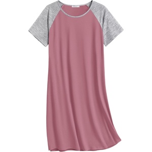 image:imageEkouaer Nightgowns for Women Cotton Sleep Shirts Short Sleeve Nightshirt Crew Neck Night Gown Comfy Sleepwear NightdressPeach Pink
