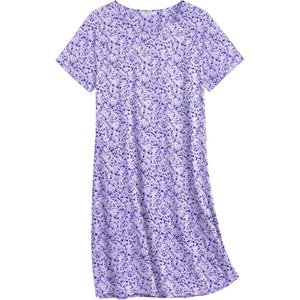 image:imageEkouaer Nightgowns for Women Cotton Sleep Shirts Short Sleeve Nightshirt Crew Neck Night Gown Comfy Sleepwear NightdressPurple Abstract Dots