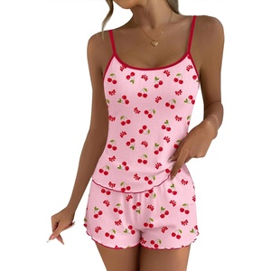 image:imageEkouaer Pajama Sets for Women Tank Top Pjs Summer Sexy Sleepwear with Shorts Cami Nightwear SXXLCherry on Pink