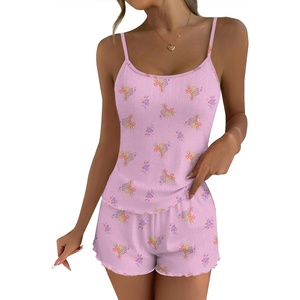 image:imageEkouaer Pajama Sets for Women Tank Top Pjs Summer Sexy Sleepwear with Shorts Cami Nightwear SXXLFlorals on Light Purple