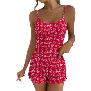 image:imageEkouaer Pajama Sets for Women Tank Top Pjs Summer Sexy Sleepwear with Shorts Cami Nightwear SXXLWhite Heart on Red