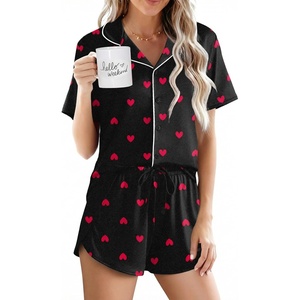 image:imageEkouaer Pajamas for Women Set Button Up Sleepwear 2 Piece Pjs Lounge Set Short Sleeve NightwearLove