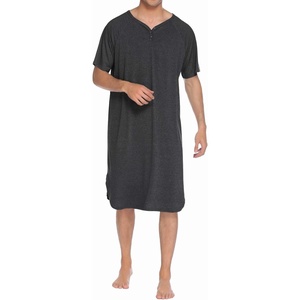 image:imageEkouaer Sleepwear Mens Nightshirt Short Sleeve Pajamas Comfy Big amp Tall Henley Sleep Shirt MXXXLDark Grey