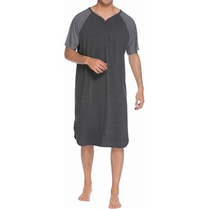 image:imageEkouaer Sleepwear Mens Nightshirt Short Sleeve Pajamas Comfy Big amp Tall Henley Sleep Shirt MXXXLDark Grey With Light Grey