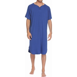 image:imageEkouaer Sleepwear Mens Nightshirt Short Sleeve Pajamas Comfy Big amp Tall Henley Sleep Shirt MXXXLNavy Blue