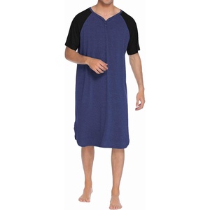 image:imageEkouaer Sleepwear Mens Nightshirt Short Sleeve Pajamas Comfy Big amp Tall Henley Sleep Shirt MXXXLNavy With Black