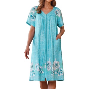 image:imageEkouaer Women Robe Zipper Front Mumu Duster Robes Zip Up Housecoat Soft Sleepwear with PocketsGreen Floral