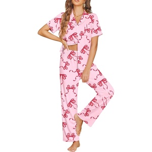 image:imageEkouaer Womens Pajama Sets Button Down Pjs Lounge Sets 2 Piece Short Sleeve Sleepwear Soft Comfy LoungewearBow
