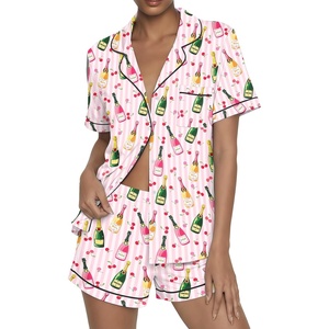 image:imageEkouaer Womens Pajama Sets Button Up Summer Pjs 2 Piece Short Sleeve Sleepwear Lounge Set SXXLPink Stripe
