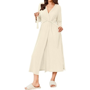 image:imageEkouaer Womens Robe Long Waffle Knit Bathrobe Lightweight Soft Kimono Robes Loungewear SXXLBeige