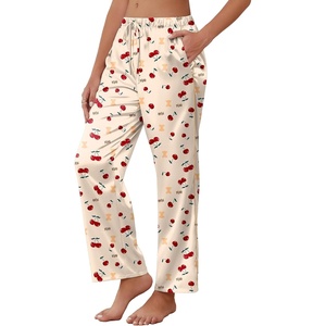 image:imageEkouaer Womens Silk Satin Pajama Pants Soft Comfy Loose Pj Pants Drawstring Elastic Waist Wide Leg Lounge Bottom with PocketsKhaki Teddy