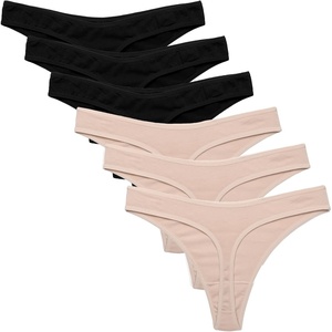 image:imageEkouaer Womens Thongs Invisible Panties No Show Seamless Low Waist Breathable GString Cotton Thongs 6 PackMulticolored 12  6 Pack