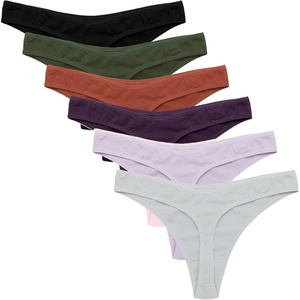 image:imageEkouaer Womens Thongs Invisible Panties No Show Seamless Low Waist Breathable GString Cotton Thongs 6 PackMulticolored 13  6 Pack