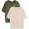 image:imageEkouaer 2 Pack Womens Tops Short Sleeve Oversized T Shirts Summer Spring Tops 2025 Basic Casual Tee Top SXXLArmy GreenBeige