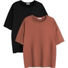 image:imageEkouaer 2 Pack Womens Tops Short Sleeve Oversized T Shirts Summer Spring Tops 2025 Basic Casual Tee Top SXXLBlackCamel