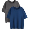 image:imageEkouaer 2 Pack Womens Tops Short Sleeve Oversized T Shirts Summer Spring Tops 2025 Basic Casual Tee Top SXXLBlueCharcoal Heather