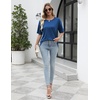 image:imageEkouaer 2 Pack Womens Tops Short Sleeve Oversized T Shirts Summer Spring Tops 2025 Basic Casual Tee Top SXXLBlueCharcoal Heather