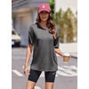 image:imageEkouaer 2 Pack Womens Tops Short Sleeve Oversized T Shirts Summer Spring Tops 2025 Basic Casual Tee Top SXXLBlueCharcoal Heather