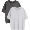 image:imageEkouaer 2 Pack Womens Tops Short Sleeve Oversized T Shirts Summer Spring Tops 2025 Basic Casual Tee Top SXXLCharcoal HeatherLight Grey Heather