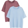 image:imageEkouaer 2 Pack Womens Tops Short Sleeve Oversized T Shirts Summer Spring Tops 2025 Basic Casual Tee Top SXXLClear BlueOld Rose