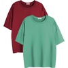 image:imageEkouaer 2 Pack Womens Tops Short Sleeve Oversized T Shirts Summer Spring Tops 2025 Basic Casual Tee Top SXXLLight GreenWine Red