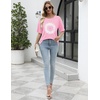 image:imageEkouaer 2 Pack Womens Tops Short Sleeve Oversized T Shirts Summer Spring Tops 2025 Basic Casual Tee Top SXXLPinkGreen