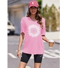 image:imageEkouaer 2 Pack Womens Tops Short Sleeve Oversized T Shirts Summer Spring Tops 2025 Basic Casual Tee Top SXXLPinkGreen