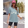 image:imageEkouaer 2 Pack Womens Tops Short Sleeve Oversized T Shirts Summer Spring Tops 2025 Basic Casual Tee Top SXXLStripeGreen Flower