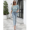 image:imageEkouaer 2 Pack Womens Tops Short Sleeve Oversized T Shirts Summer Spring Tops 2025 Basic Casual Tee Top SXXLStripeGreen Flower