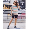 image:imageEkouaer 2 Pack Womens Tops Short Sleeve Oversized T Shirts Summer Spring Tops 2025 Basic Casual Tee Top SXXLStripeGreen Flower