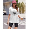 image:imageEkouaer 2 Pack Womens Tops Short Sleeve Oversized T Shirts Summer Spring Tops 2025 Basic Casual Tee Top SXXLWhitePink Striped