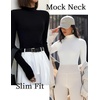image:imageEkouaer 3 Pack Turtleneck Shirt Women Long Sleeve Mock Neck Slim Fit Tops Winter Thermal Base Layer Soft Stretch UndershirtsLight KhakiWhiteBlack