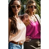 image:imageEkouaer 3 Pack Womens Silk Satin Tank Top V Neck Camisole Cami Spaghetti Strap Top Loose Sleeveless Blouses Tank ShirtBlackChampagneRose Red