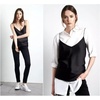 image:imageEkouaer 3 Pack Womens Silk Satin Tank Top V Neck Camisole Cami Spaghetti Strap Top Loose Sleeveless Blouses Tank ShirtBlackWhiteDark Green