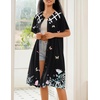 image:imageEkouaer House Dress for Women Button Down Nightgown Short Sleeve Housecoat with pockets S4XLBlack Butterfly