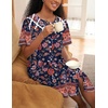 image:imageEkouaer House Dress for Women Button Down Nightgown Short Sleeve Housecoat with pockets S4XLBlack Flower