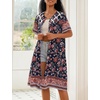 image:imageEkouaer House Dress for Women Button Down Nightgown Short Sleeve Housecoat with pockets S4XLBlack Flower