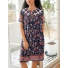 image:imageEkouaer House Dress for Women Button Down Nightgown Short Sleeve Housecoat with pockets S4XLBlack Flower