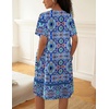 image:imageEkouaer House Dress for Women Button Down Nightgown Short Sleeve Housecoat with pockets S4XLBlue Flower