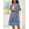 image:imageEkouaer House Dress for Women Button Down Nightgown Short Sleeve Housecoat with pockets S4XLBlue Flower
