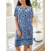 image:imageEkouaer House Dress for Women Button Down Nightgown Short Sleeve Housecoat with pockets S4XLBlue Flower