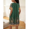 image:imageEkouaer House Dress for Women Button Down Nightgown Short Sleeve Housecoat with pockets S4XLGreen Ethnic Print