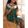 image:imageEkouaer House Dress for Women Button Down Nightgown Short Sleeve Housecoat with pockets S4XLGreen Ethnic Print
