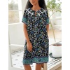 image:imageEkouaer House Dress for Women Button Down Nightgown Short Sleeve Housecoat with pockets S4XLNavy Blue Flower