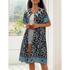 image:imageEkouaer House Dress for Women Button Down Nightgown Short Sleeve Housecoat with pockets S4XLNavy Blue Flower